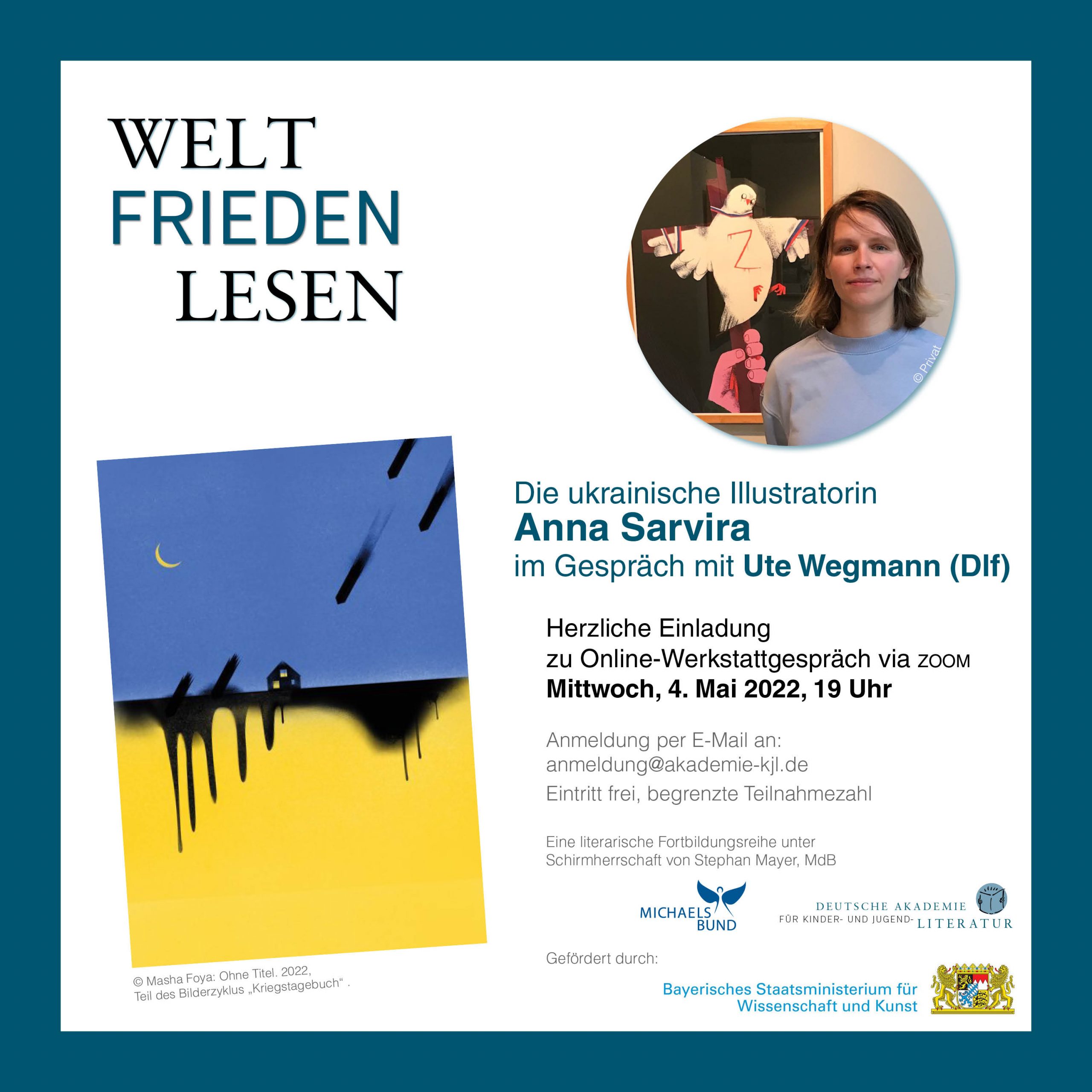 WELT|FRIEDEN|LESEN 04.05. Anna Sarvira im Gespräch mit Ute Wegmann