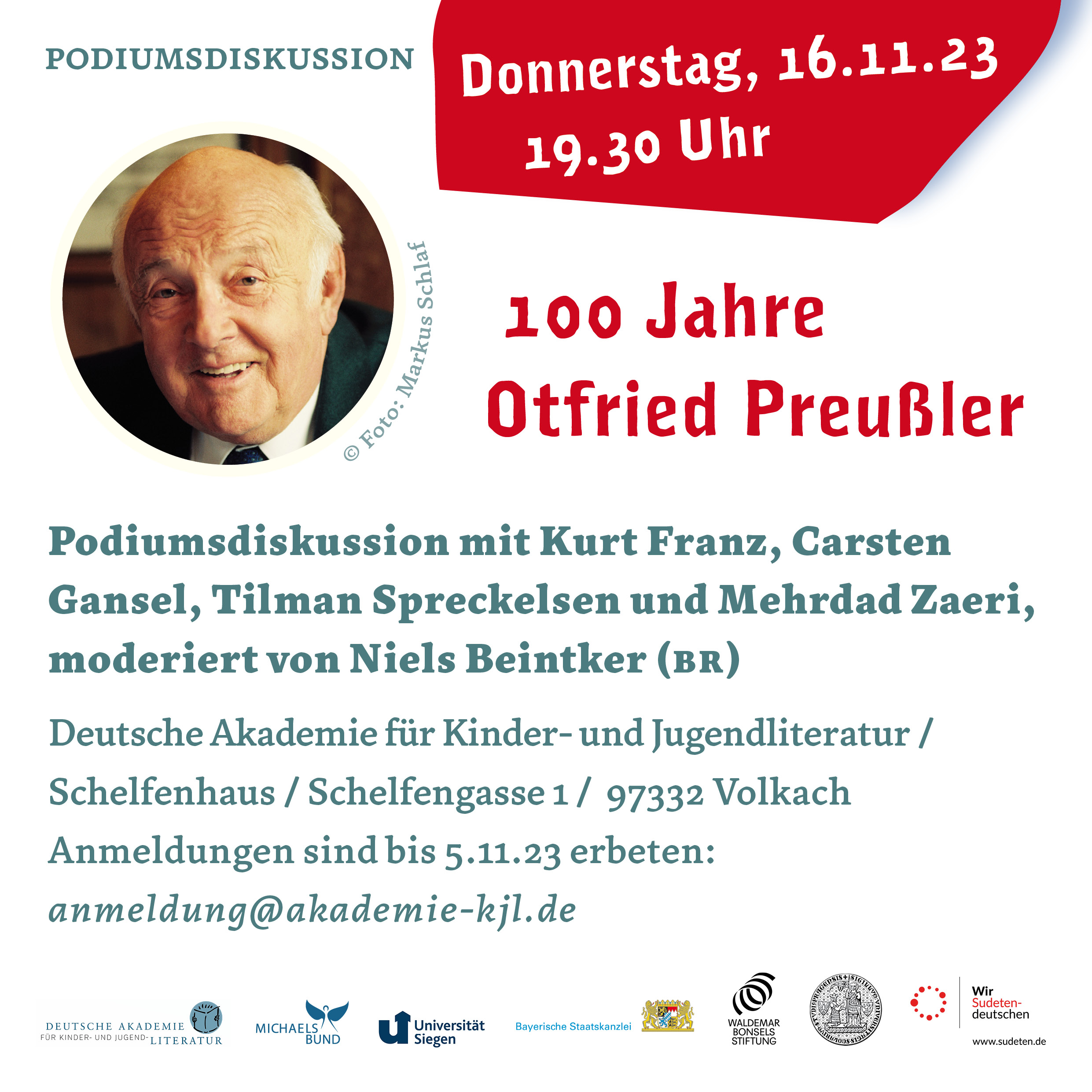 100 Jahre Otfried Preußler: Podiumsgespräch am 16.11.2023 in Volkach