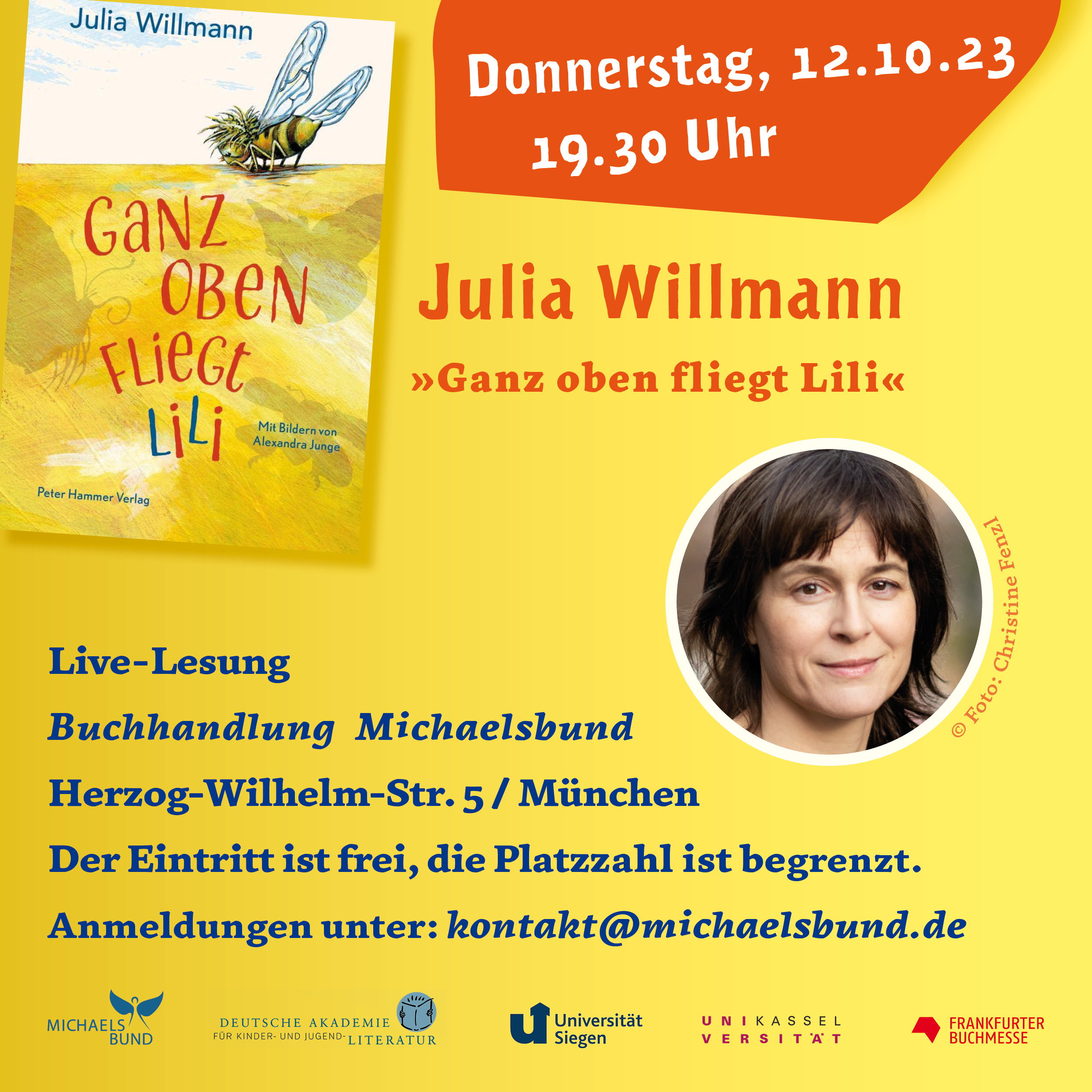 Live-Lesung und Werkstattgespräch mit Julia Willmann (München, 12.10.2023)
