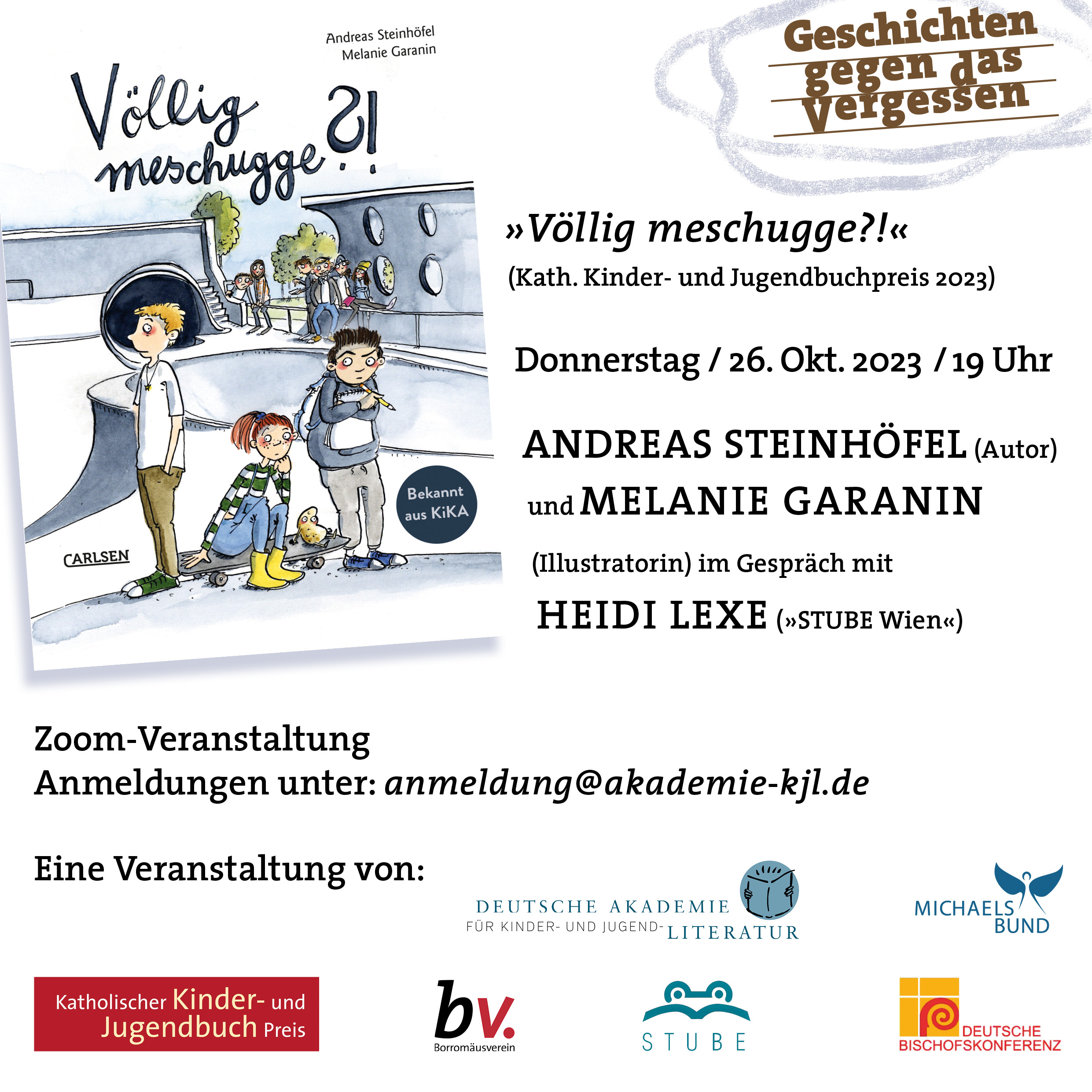 Online-Begegnung mit Andreas Steinhöfel und Melanie Garanin im Gespräch mit Heidi Lexe (23.02.2023)