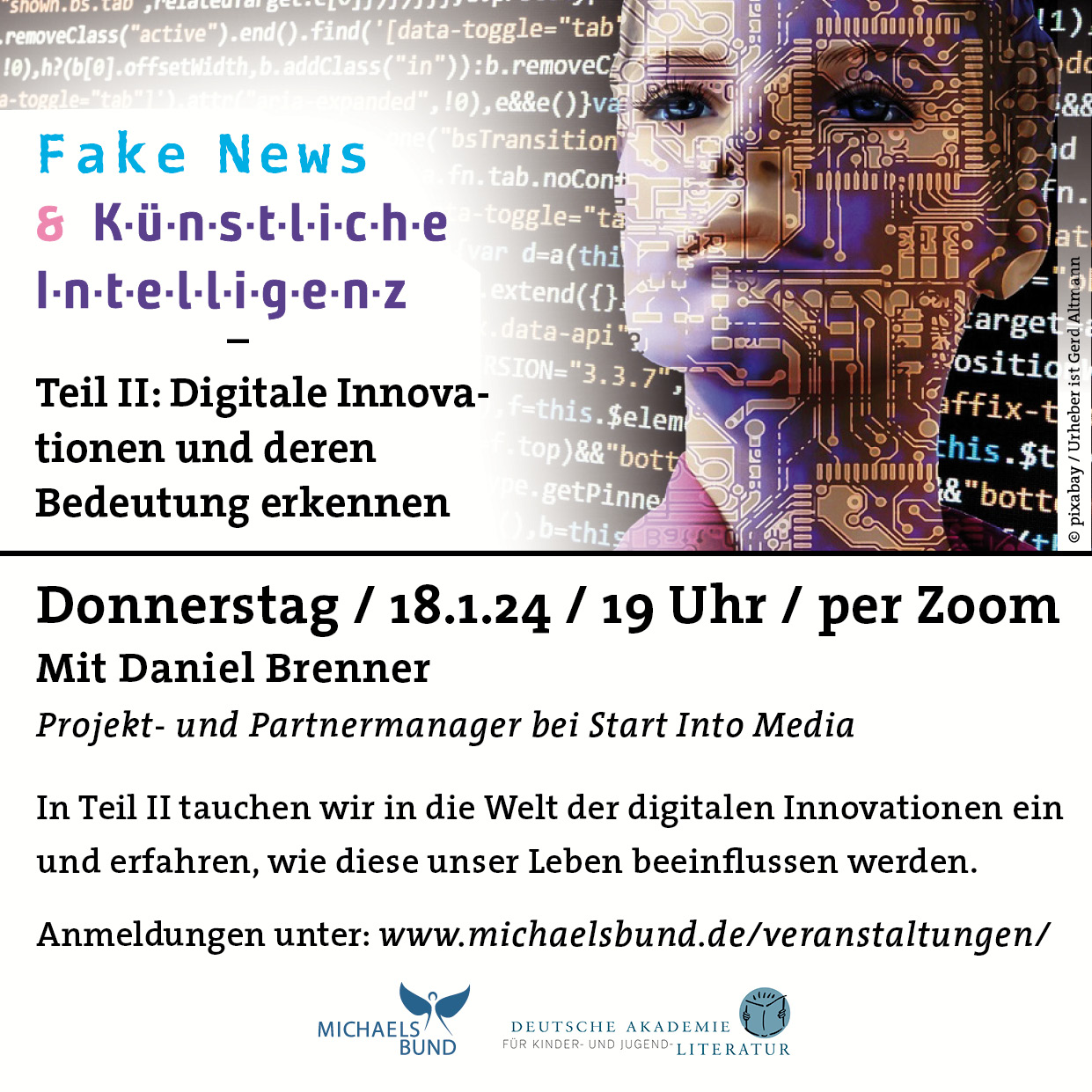 "Fake News & Künstliche Intelligenz | Online-Workshop mit Daniel Brenner, Teil 2 (18.01.2024)