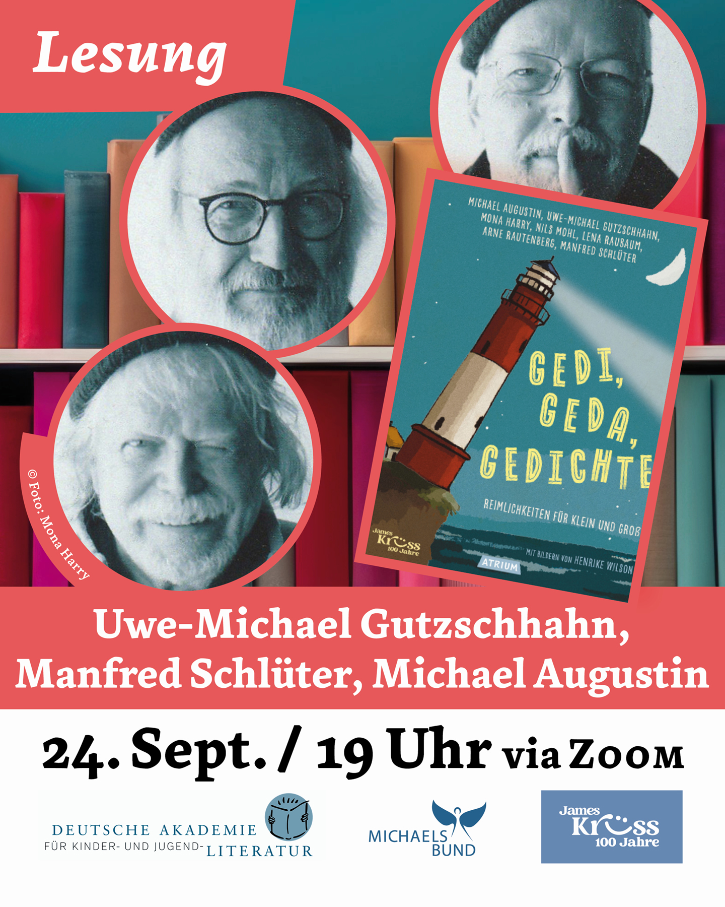 Gedi, Geda, Gedichte. Online-Lesung "100 Jahre James Krüss" mit Uwe-Michael Gutzschhahn, Manfred Schlüter und Michael Augustin (24.09.2026)